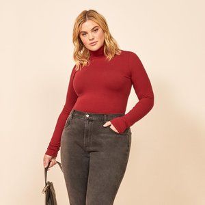 Reformation Navia Red Long Sleeve Bodysuit
